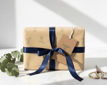 Whale Wrapping Paper, Watercolour Whale Tail Gift Wrap for Coastal Birthday - The Nautical Collection