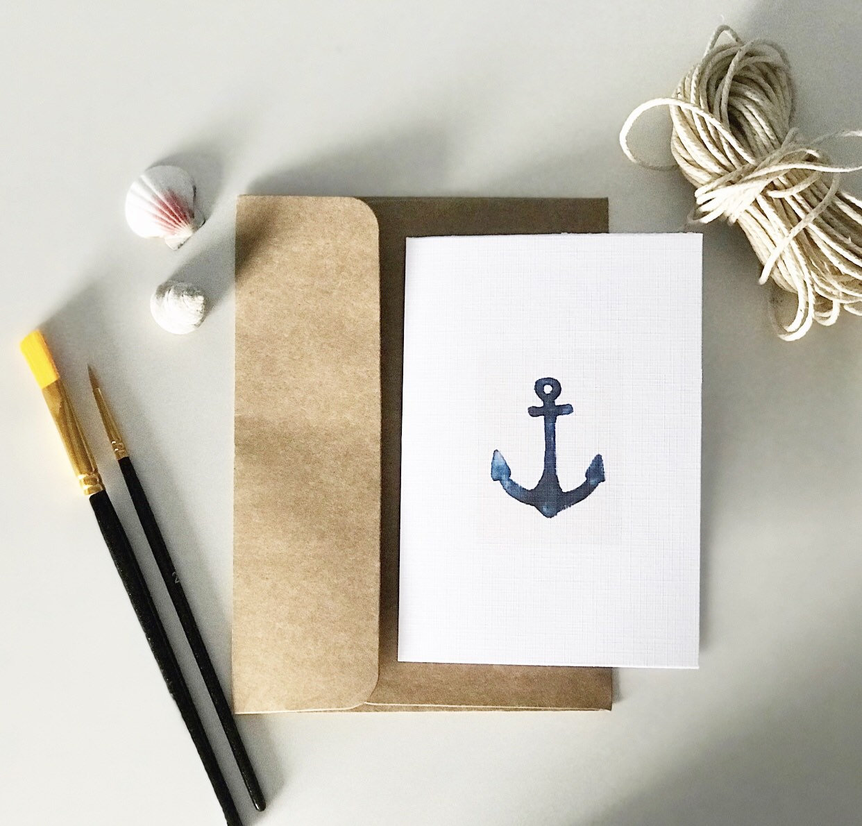 Anchor Greeting Card, Nautical Watercolour Card, Blank Greeting Card ...