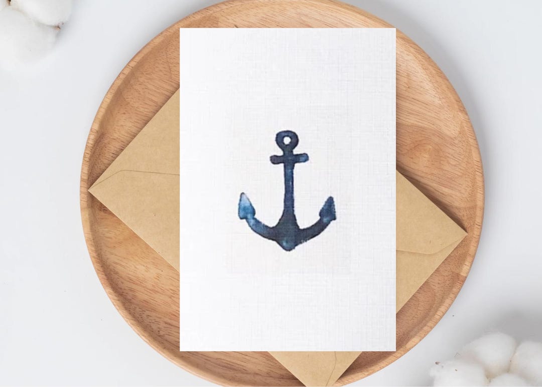 Anchor Greeting Card, Nautical Watercolour Card, Blank Greeting Card ...