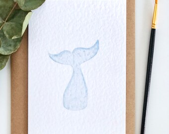 Whale Tail Nautical Greeting Card, Watercolour Illustration Art Card, Any Occasion Greeting Card