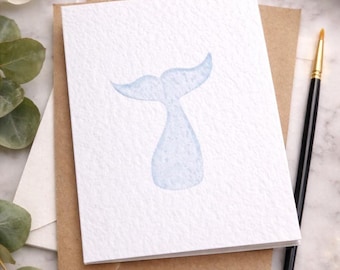Carte de queue de baleine aquarelle, cadeau d'impression nautique