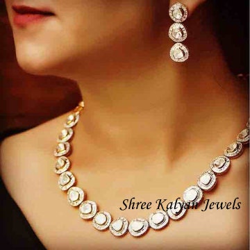 Polki single line best sale necklace