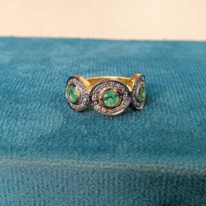 Natürlicher Diamant-Ring, natürlicher Smaragd-Ring Fester 925er Sterlingsilber-Ring-Schmuck Diamant-Band-Ring-Schmuck