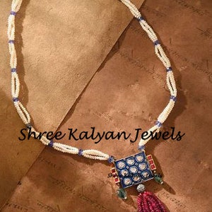 Diamond Polki Necklace, Ruby Necklace, Natural Diamond Polki Pearl Ruby 925 Sterling Silver Necklace Jewelry