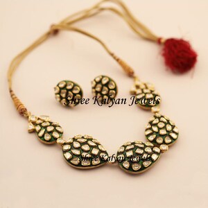 Natural Diamond Polki Necklace Set Natural Diamond Polki & 925 Sterling Silver  Fine Diamond Necklace Wedding Jewelry
