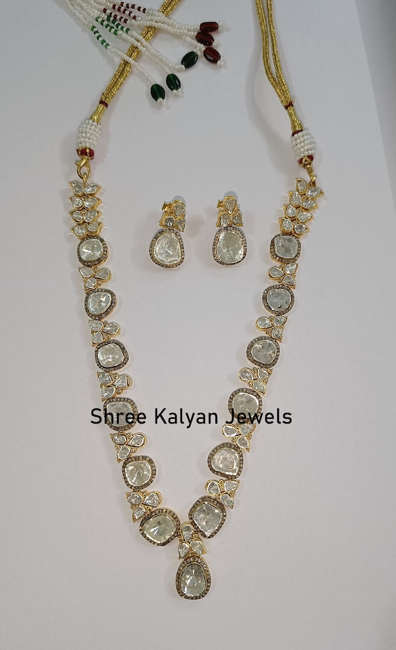 Buy Natural Diamond Polki Necklace Set 925 Sterling Silver - Main Image