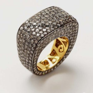 Diamond Ring Jewelry, Natural Rose Cut Diamond  Pave Diamond 925 Sterling Silver Ring  Fine  Ring Jewelry Diamond Jewelry