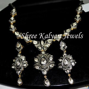 Diamond Polki Necklace, Diamond Necklace Set, Natural Diamond & Diamond Polki 925 Sterling Silver Necklace Jewelry Diamond Necklace Jewelry