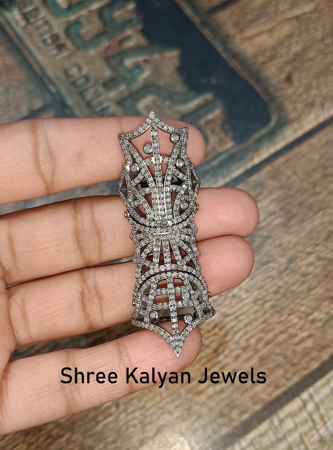 Natural Diamond Full Finger Knuckle Ring Claw Ring Diamond & 925