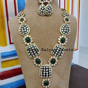 Diamond Polki Necklace, Wedding Necklace Set, Diamond Necklace, Natural Diamond Polki & 925 Sterling Silver Necklace Jewelry