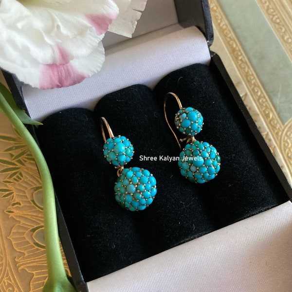 Turquoise Earrings Drop Earrings  Earrings Turquoise & 925 Sterling Silver Earrings Turquoise Earrings Jewelry