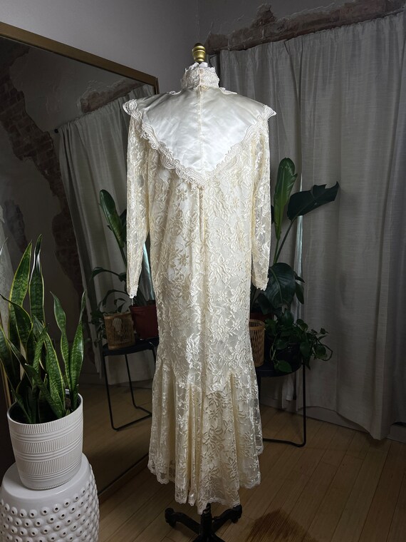 Vintage 1980s Jessica McClintock Gown / 80s Ivory… - image 3