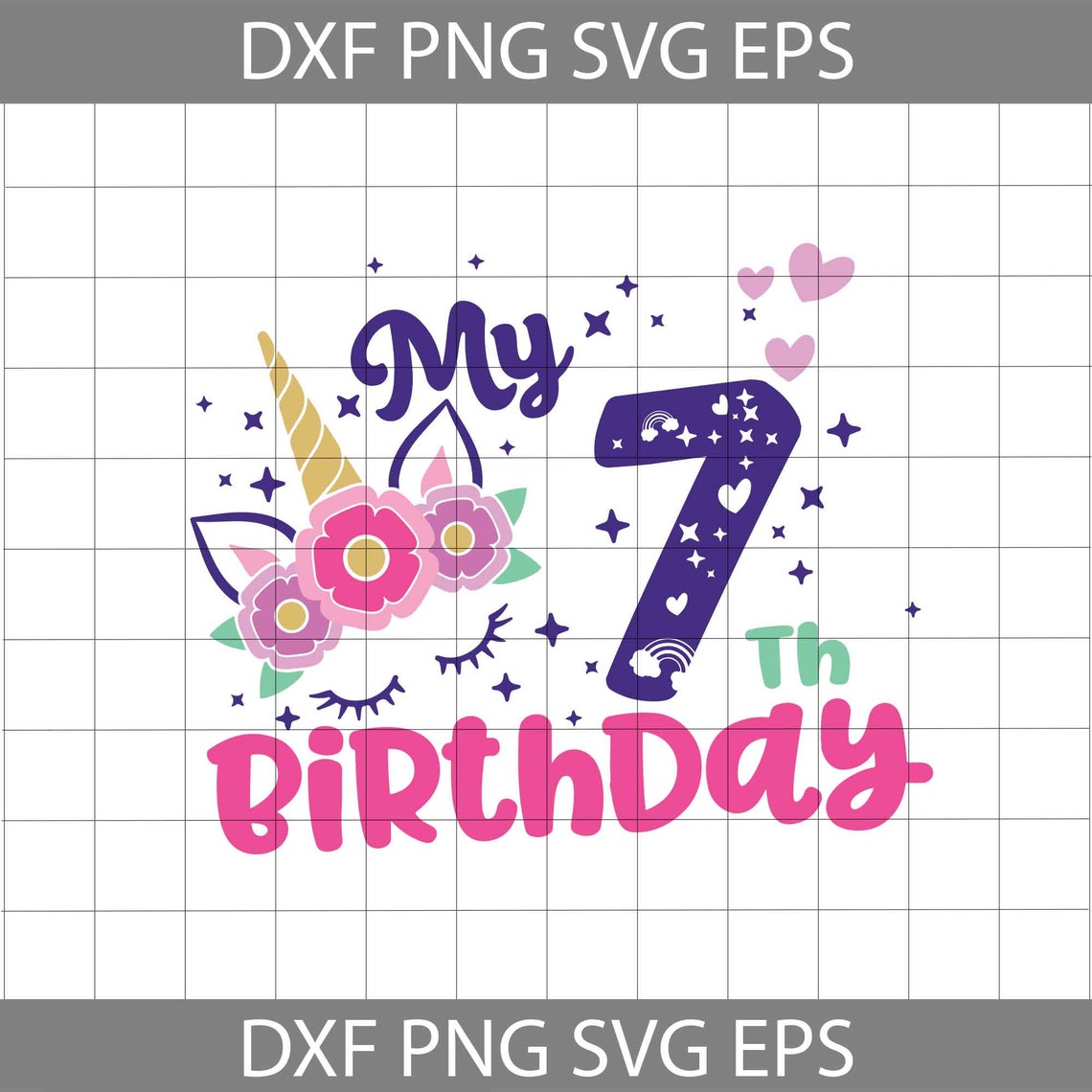 Download My 7th Birthday Unicorn Svg Unicorn Face Svg Birthday Svg ...