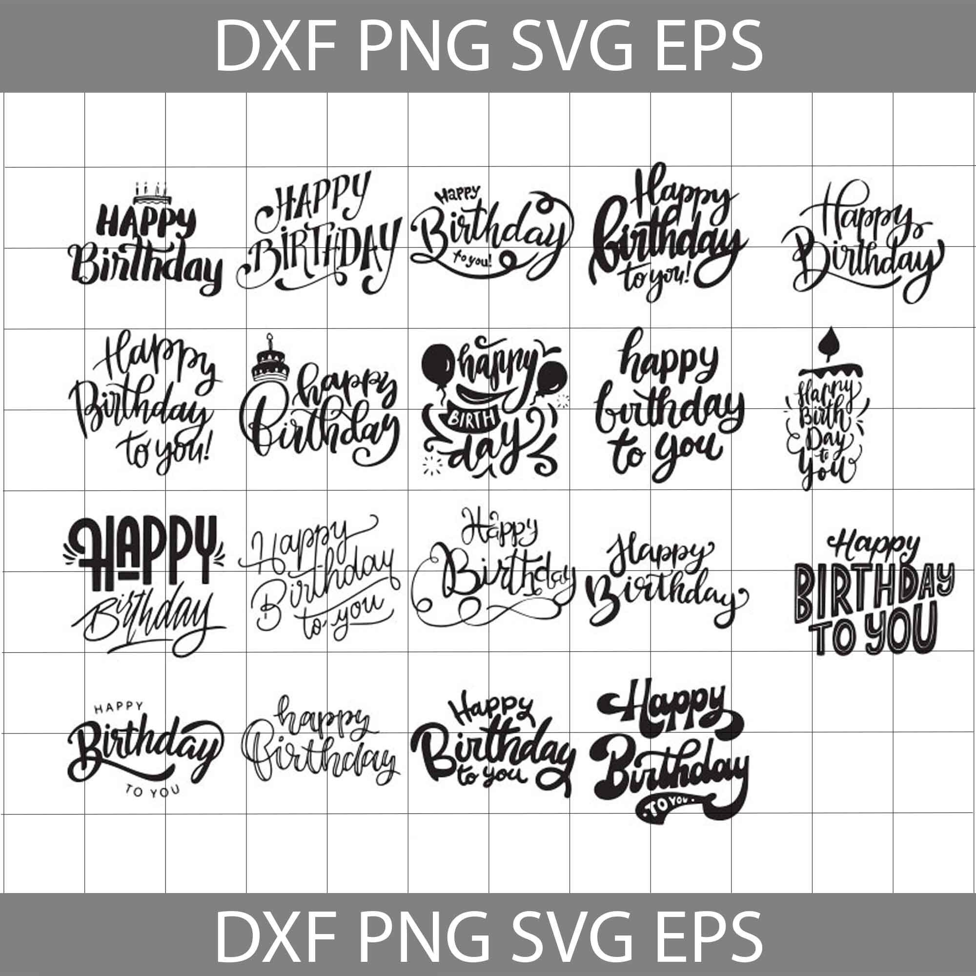 Download 19 Happy Birthday Svg Birthday svg Bundle Cricut File | Etsy