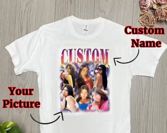 Custom Your Own Bootleg Tee, Photo Shirt with Girlfriend's Face, Personalized Vintage Graphic 90s Tshirt, Unique Boyfriend Valentine Gift