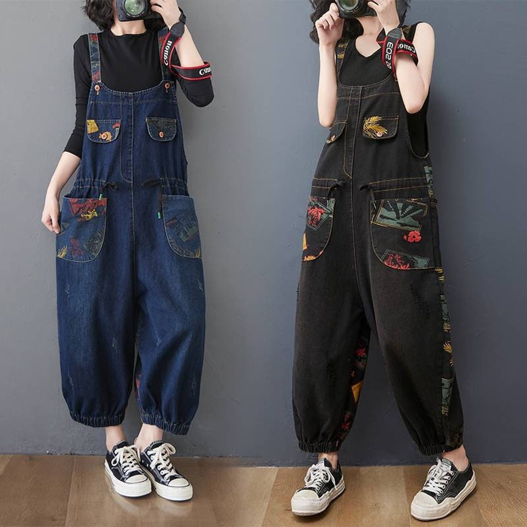 Retro Baggy Denim Overalls Plus Size Overalls Womens Baggy Etsy