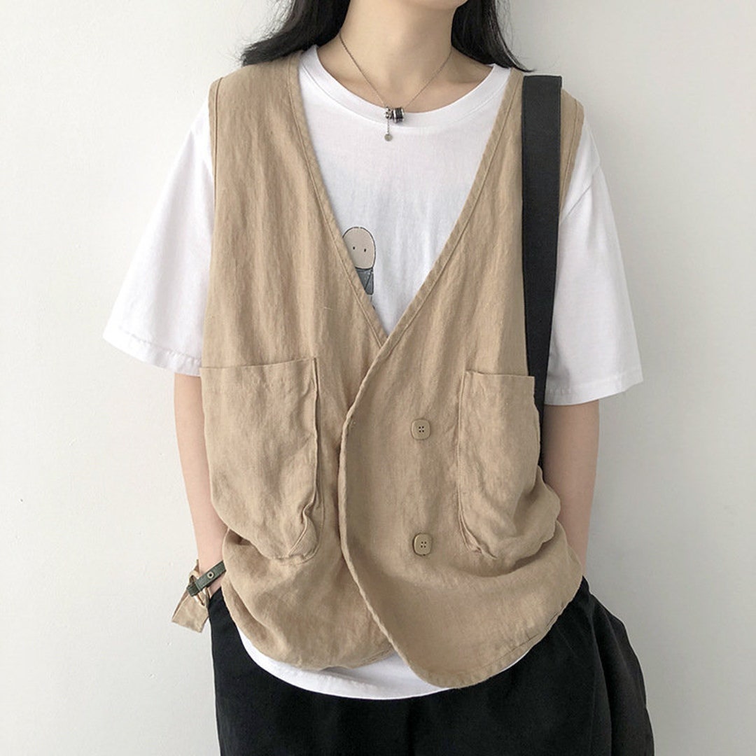 Summer Cotton Linen Vest Women Linen Top Linen Vest With Etsy