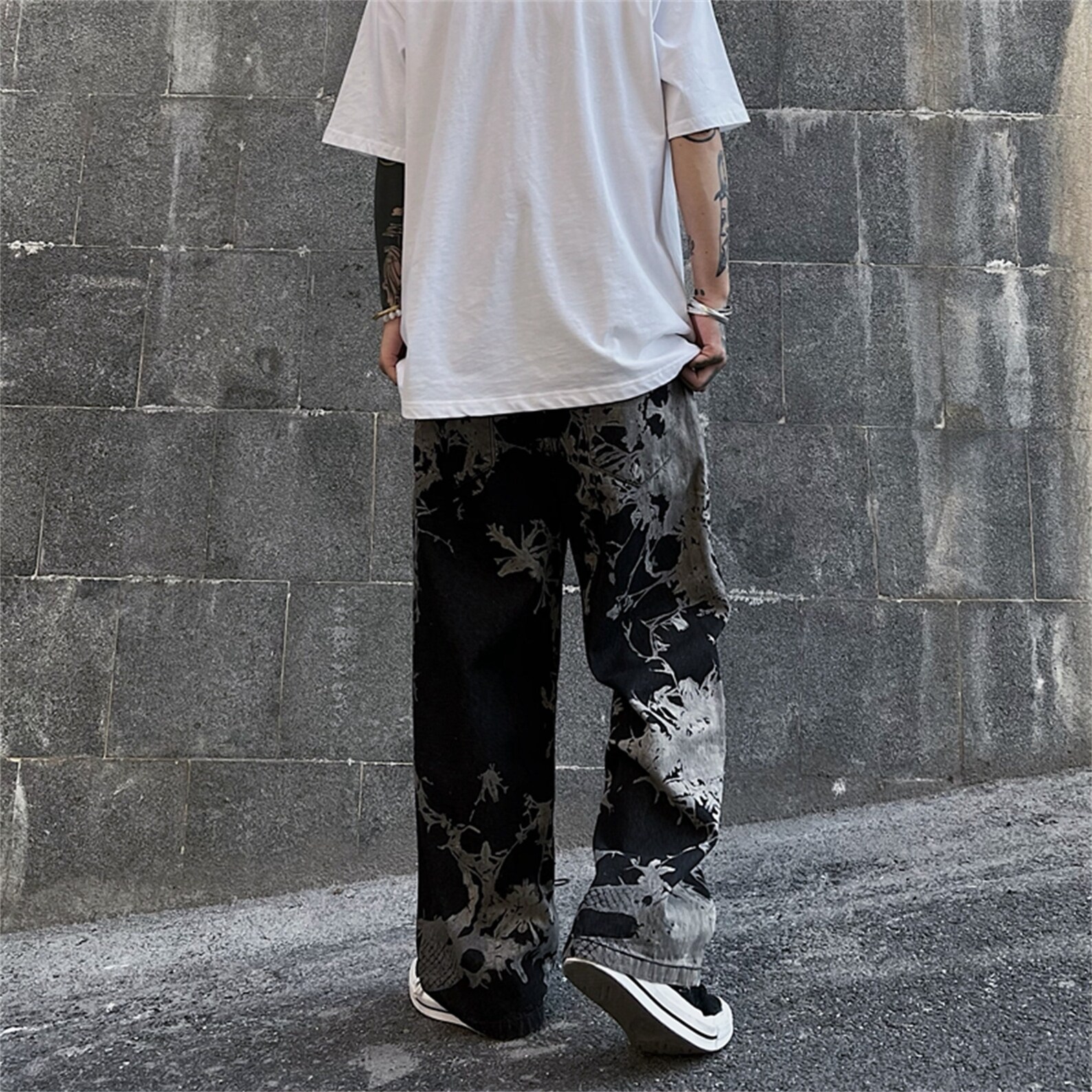 baggy jeans with smiley face