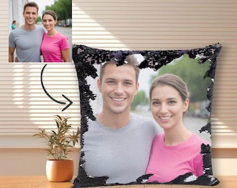 Custom Valentine Sequin Pillow, Photo Sequin Pillow, Personalized Lovers Gift, Personalized Sequin Pillow, Photo Gift, Magic Pillow