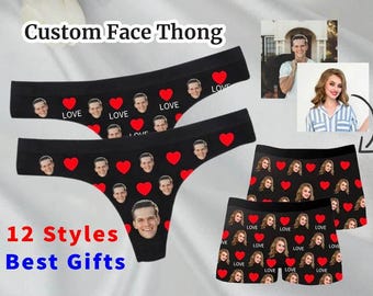 Custom Valentines Face Thong, Valentines Gift, Custom Thongs For Couple, Custom Underwear With Face for Wife, Custom Underwear, Wedding Gift