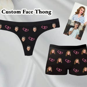 Personalized Heart Face Thong, Custom Valentines Face Thong, Valentines Gift, Custom Thongs For Couple, Custom Underwear, Love Thong