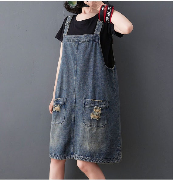 Overalls Dress Vintage Denim Dress Plus Size Overalls Dress - Etsy