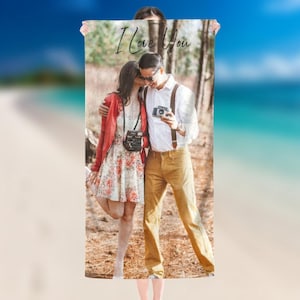 Custom Photo Valentines Beach Towel, Personalized Face Bath Towel, Custom Pool Towel, Beach Towel With Picture, Lovers Gift, Summer Vibes