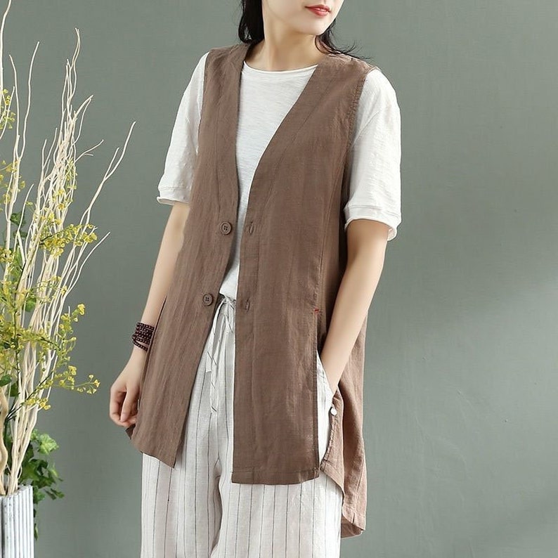 Loose Cotton Linen Vest/ Summer Vintage Vest/ Casual Linen - Etsy