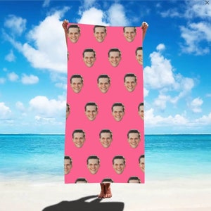Custom Photo Beach Towel for Couple, Personalized Face Bath Towel, Custom Pool Towel, Beach Towel With Picture, Birthday Vacation Gift
