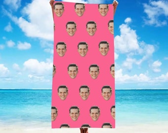 Custom Photo Beach Towel for Couple, Personalized Face Bath Towel, Custom Pool Towel, Beach Towel With Picture, Birthday Vacation Gift