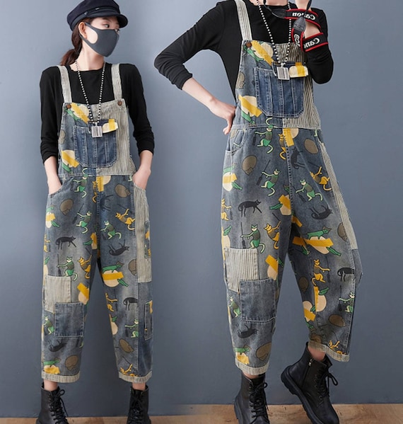 Womens Overalls Loose Fit Fashion Boho Casual Work Beach Vintage Y2K 90s Baggy Pants Wide Leg Rompers Jumpsuits