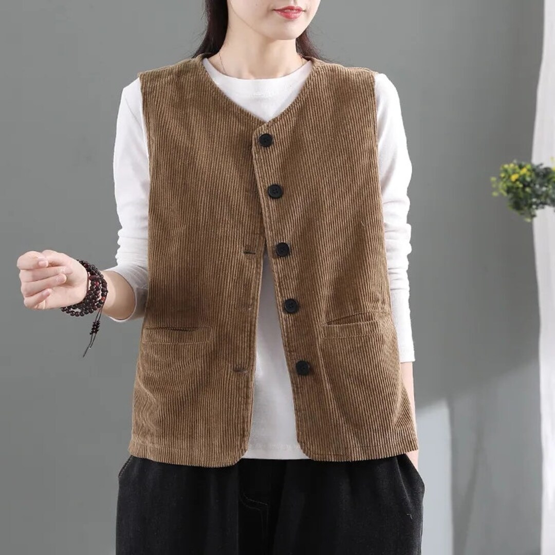 Vintage Corduroy Vest Solid Color Corduroy Vest Women Large Etsy