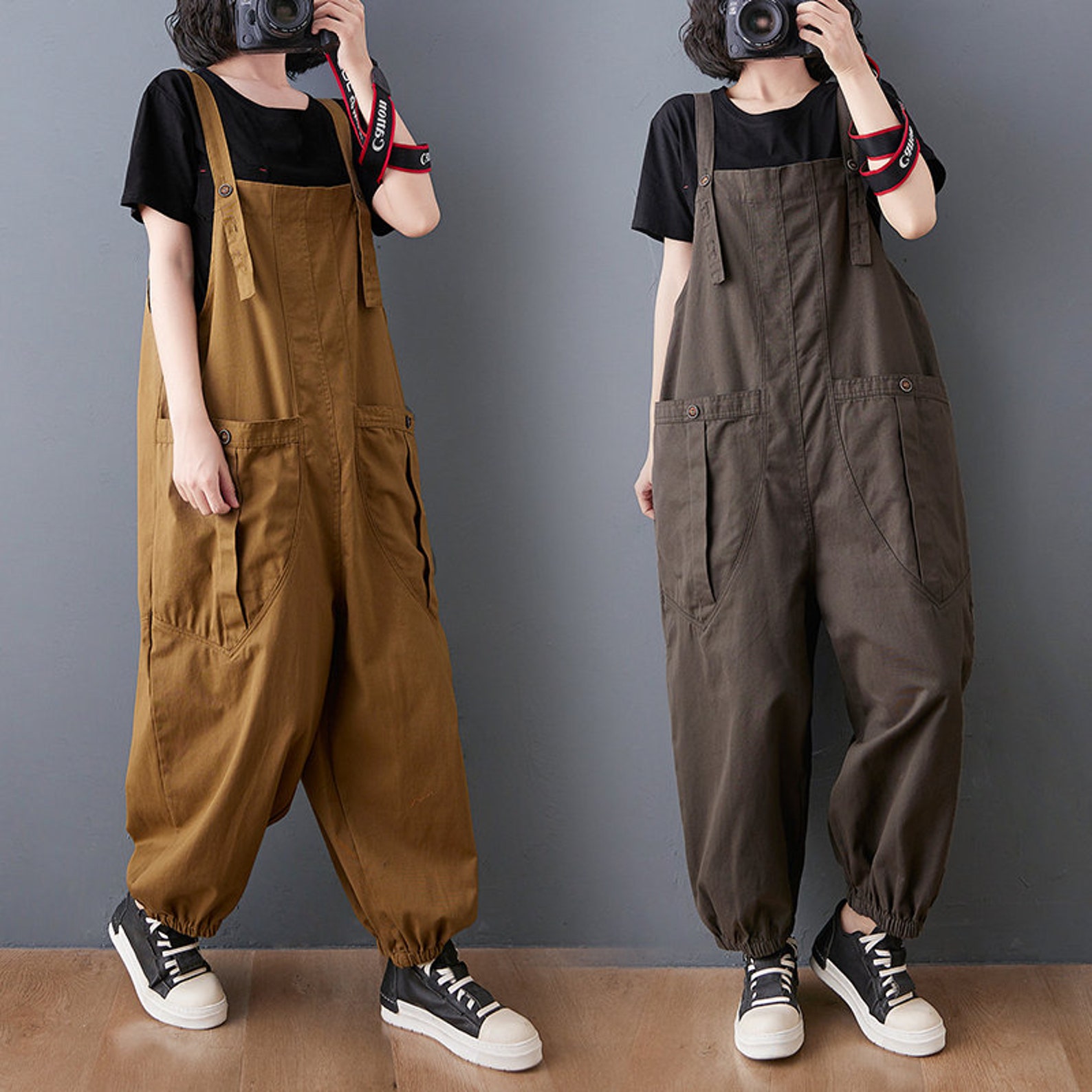 Big Pockets Denim Overalls Plus Size Jeans Jumpsuits Baggy Etsy