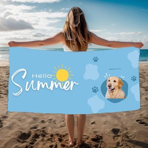 Dog Days of Summer Beach Towel - Cute Dog Lover Towel, Large Paw Print, Pool & Vacation Essential, Soft Tropical Design/ Pet lover Gift