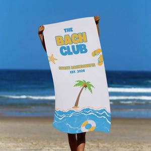 Custom The Bach Club Beach Towel,  Personalized Bachelorette Beach Towel, Bach Party, Beach Bachelorette Party Favor, Bridal Gift