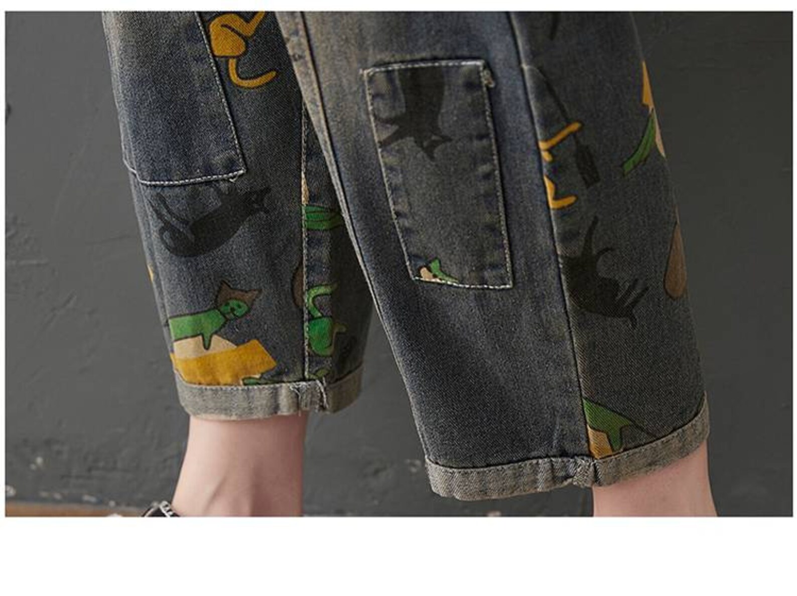 Floral Print Denim Overalls Plus Size Overalls Womens Baggy Etsy