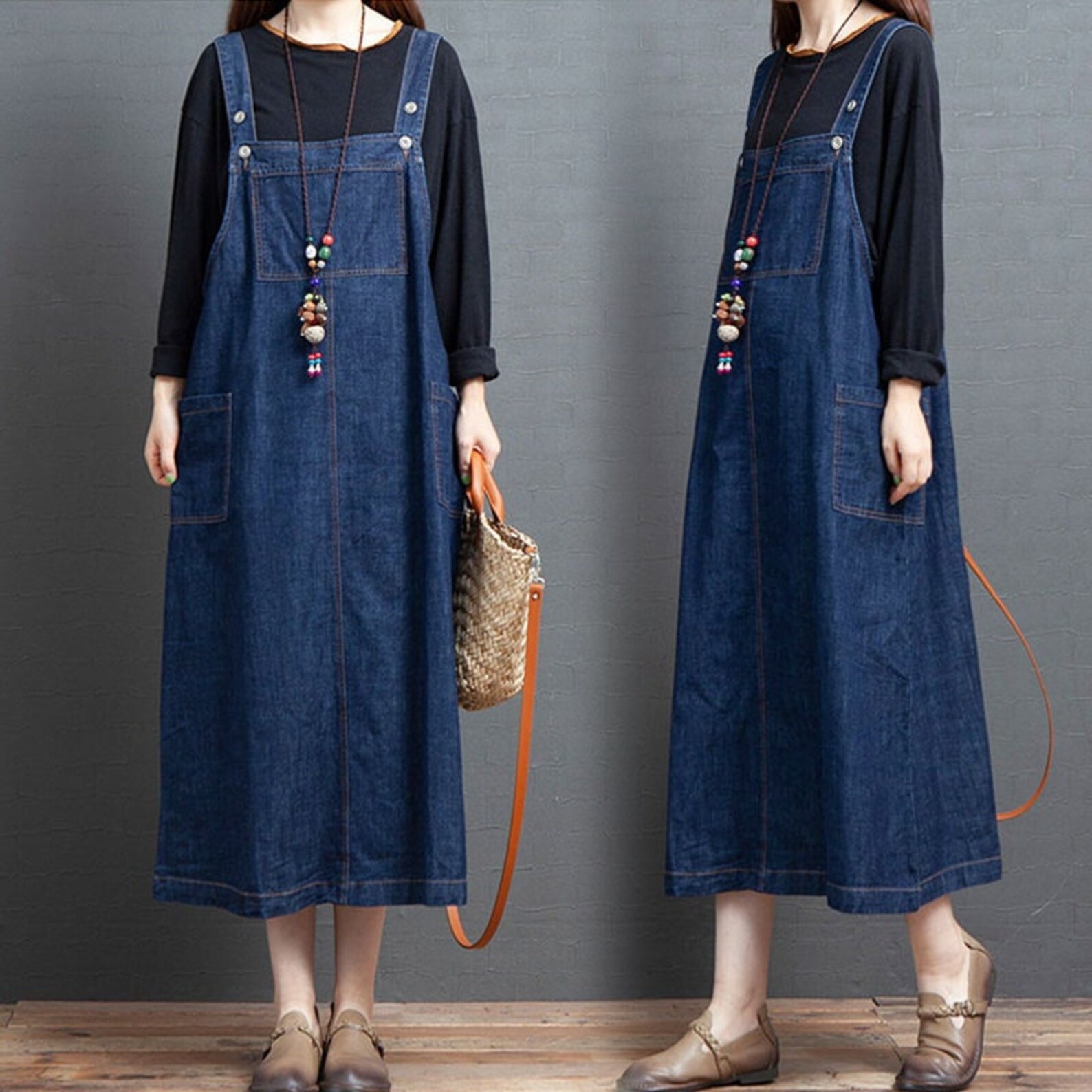 Plus Size Denim Overalls Dress Summer Casual Denim Overalls Etsy