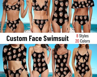Custom Face Swimsuit Women, Personalized Face Bikini, Customize Face on Bathing Suit, Anniversary Birthday Bachelorette Party Beach Gift