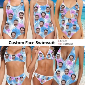 Dekoratives Design Benutzerdefiniertes Gesicht Badeanzug, Benutzerdefinierte Gesicht Badeanzug Frauen, personalisiertes Gesicht Bikini, Anpassen des Gesichts am Badeanzug, Geschenk für sie
