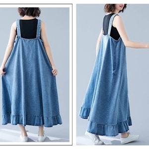 Baggy Denim Overalls Dress Strap Denim Dress Plus Size - Etsy