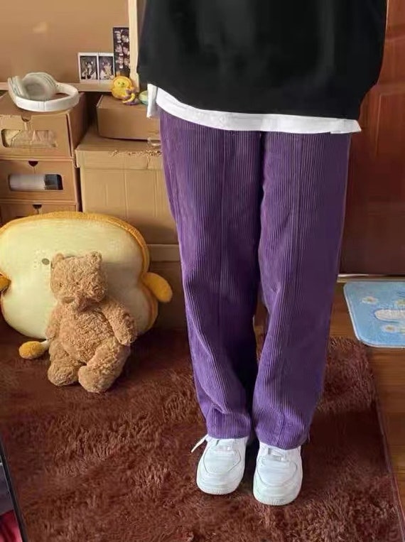 Purple Vintage Corduroy Pants High 