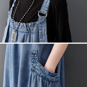 Versatile Casual Dress UQJE Women's Baggy Denim Overall Dress - Loose Fit  Jumper Dress With Big Pockets Denim Overall Dress Women