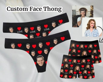 Custom Valentines Face Thong, Valentines Gift, Custom Thongs For Couple, Custom Underwear With Face for Wife, Custom Underwear, Wedding Gift