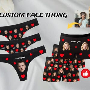Custom Valentines Face Thong, Valentines Gift, Custom Thongs For Couple, custom underwear for girlfriend, custom underwear women,