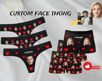 Tanga personalizada con cara de San Valentín, regalo de San Valentín, tangas personalizadas para pareja, ropa interior personalizada para novia, ropa interior personalizada para mujer,