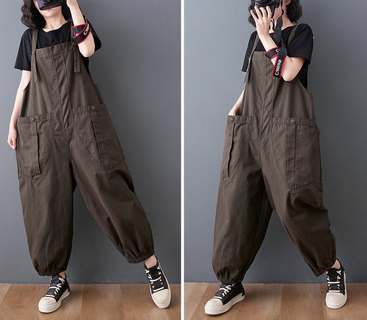 Big Pockets Denim Overalls Plus Size Jeans Jumpsuits Baggy Etsy