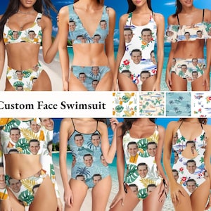 Benutzerdefinierte Frauen Gesicht Badeanzug, personalisierte Gesicht Bikini, Gesicht auf Badeanzug besonders anfertigen, Jahrestag Geburtstag Bachelorette Party Strand Geschenk