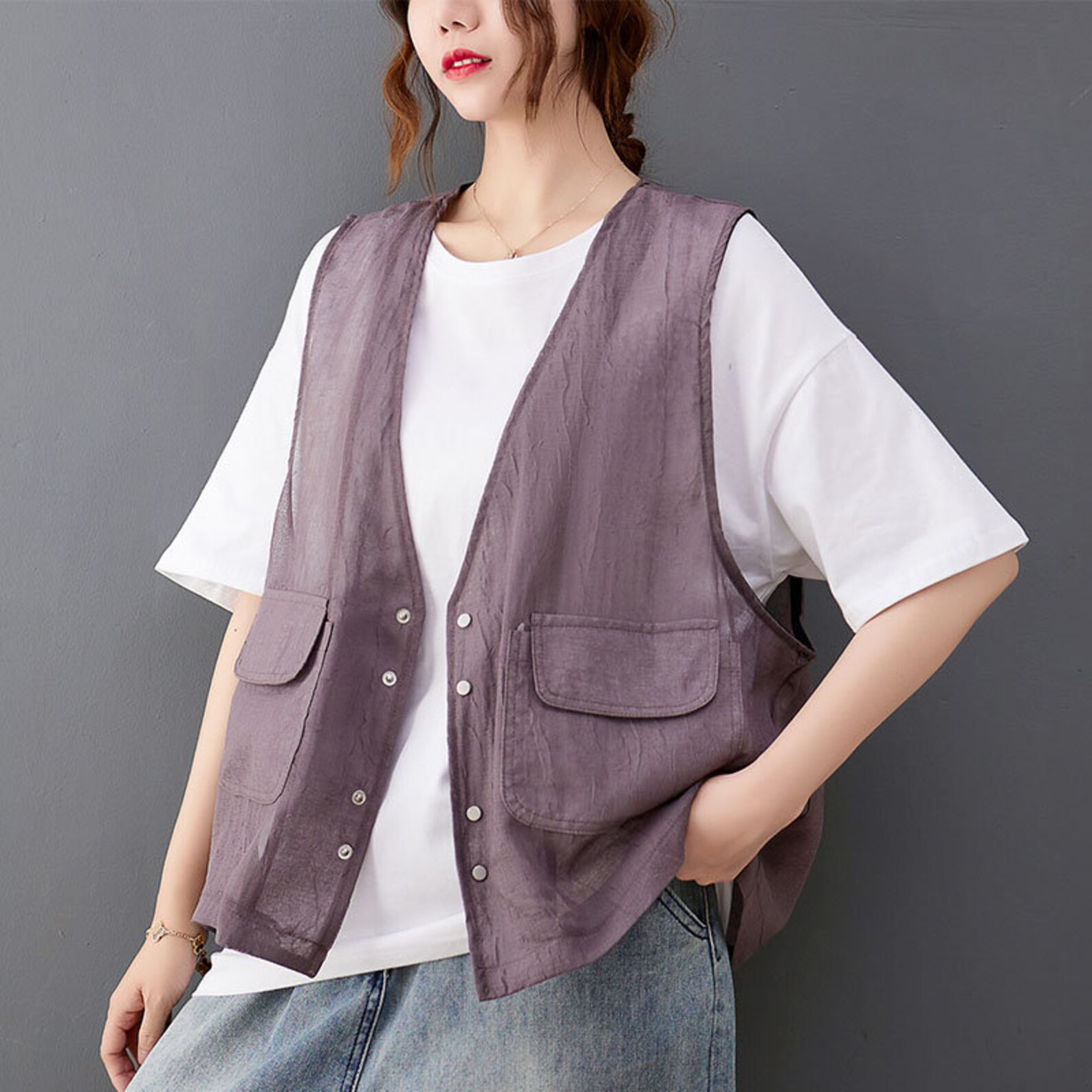Thin Linen Vest/ Summer Vintage Vest/ Casual Linen Clothing/ - Etsy