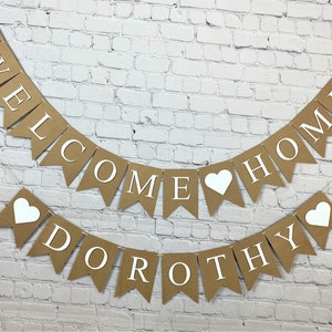 Welcome Home Personalized Custom Name Hanging Bunting Banner, New Baby Banner, Housewarming Banner, New Home Sign