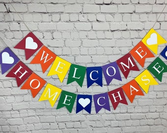 Welcome Home Multicolor Rainbow personalized Kids Bannner
